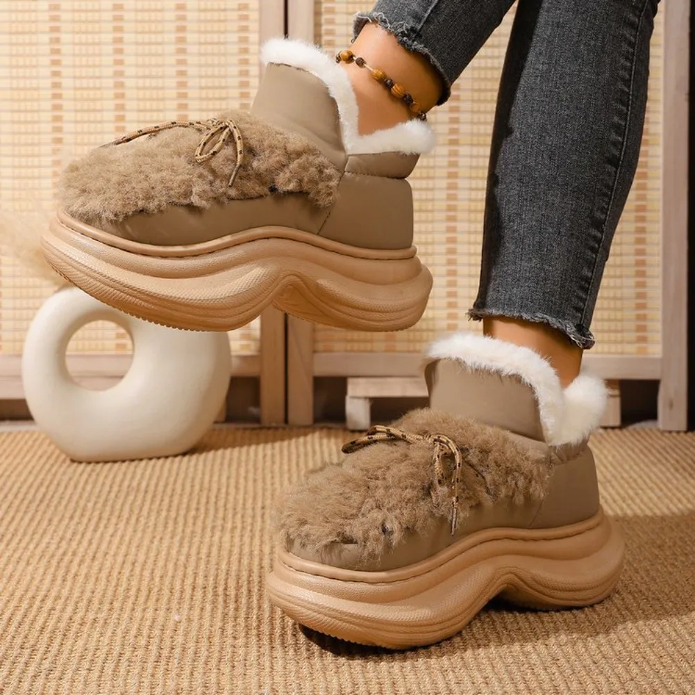 

Новинка 2024 года, ботинки на высоком каблуке, зимние сабо, женские теплые ботинки на платформе для дома и улицы, женские модные плюшевые сапоги с мехом