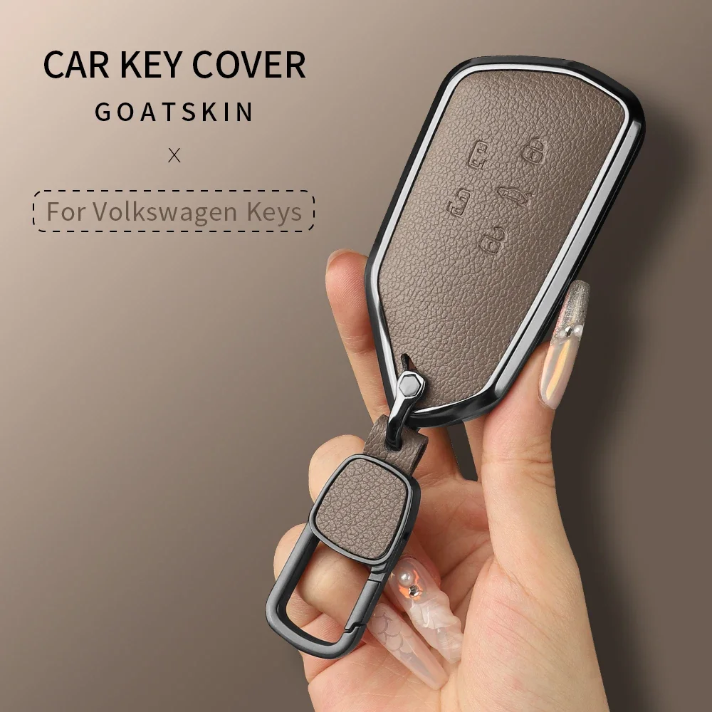 Goatskin Car Key Case Cover For VW Volkswagen New Golf 8 MK8 Teramont Viloran ID.3 ID.4 ID.5 ID4X ID6X CROZZ Talagon Remote