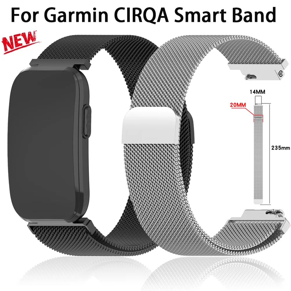 14mm Magnetisches Milanaise-Armband für Garmin CIRQA Smart Band, atmungsaktives Metallarmband für Garmin Lily 2, Correa-Zubehör