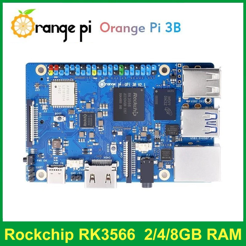 New Orange Pi 3B 8GB 4GB 2GB RAM DDR4 Rockchip RK3566 WiFi5 BT 5.0 Mini Single Board Computer OPI 3B