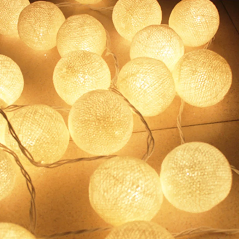 

Light String Cotton Ball Lights Holiday Decoration Colorful Lights Battery Operated Decorative Lights WeddinginsGirly