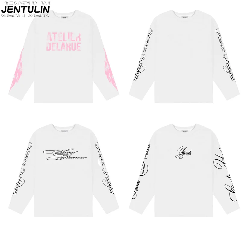 Sommerliches T-Shirt mit Rundhalsausschnitt und mehreren Drucken, langärmelig, für bequeme und atmungsaktive Herrenbekleidung, Y2k Hip Hop Damen-T-Shirt
