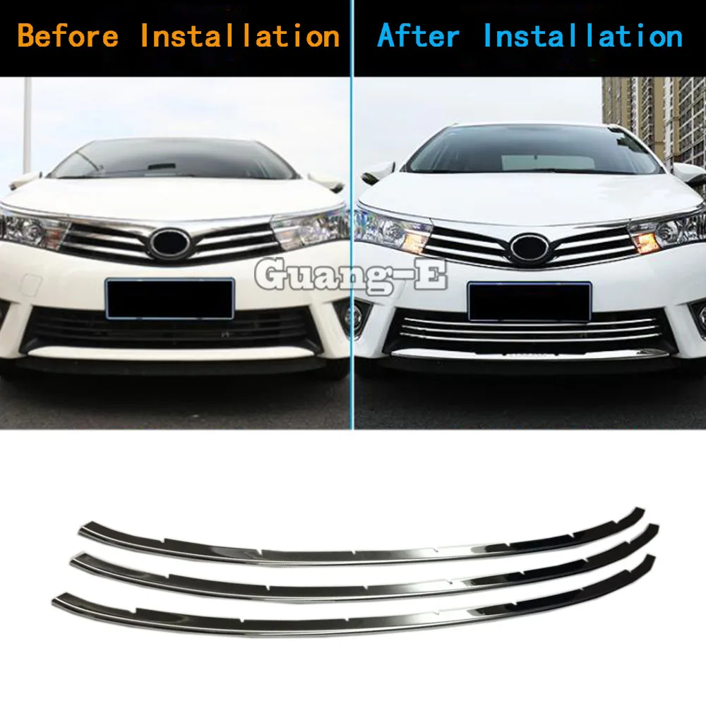 

Car Body Styling Protection Stainless Steel Trim Front Up Grid Grill Grille Around 3pcs For Toyota Corolla Altis 2014 2015 2016