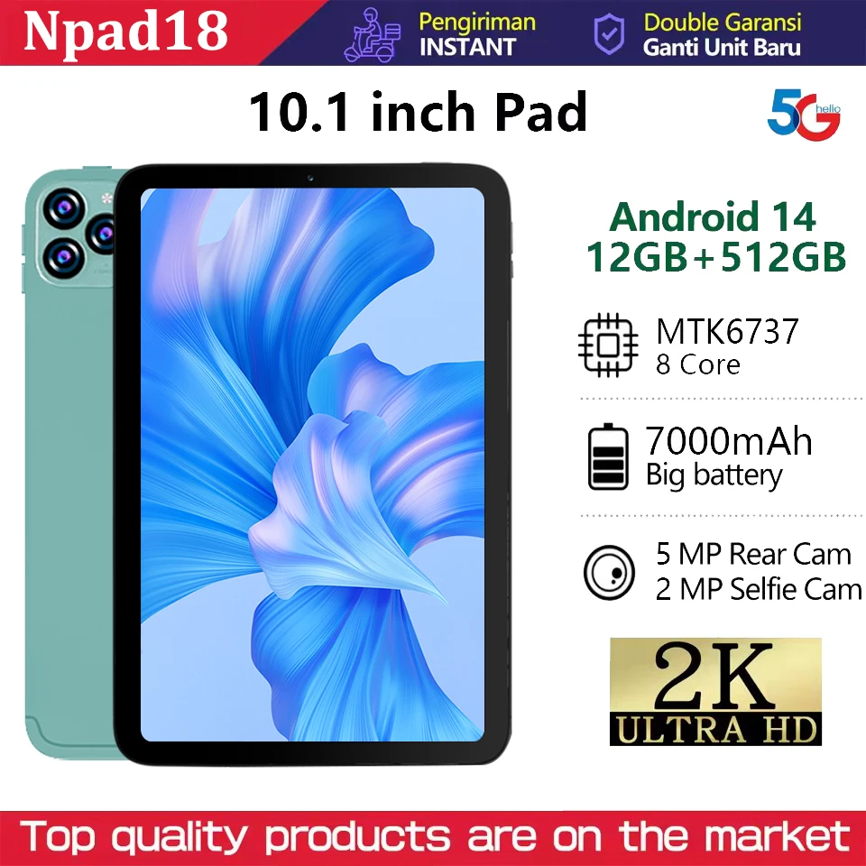 

НОВЫЙ планшет Npad18 MTK6737 Octa-Core 10,1 дюйма 800x1280 IPS для планшетов Xioami 12 ГБ ОЗУ 512 ГБ ПЗУ Android 14 7000 мАч 2 МП + 5 МП WIFI