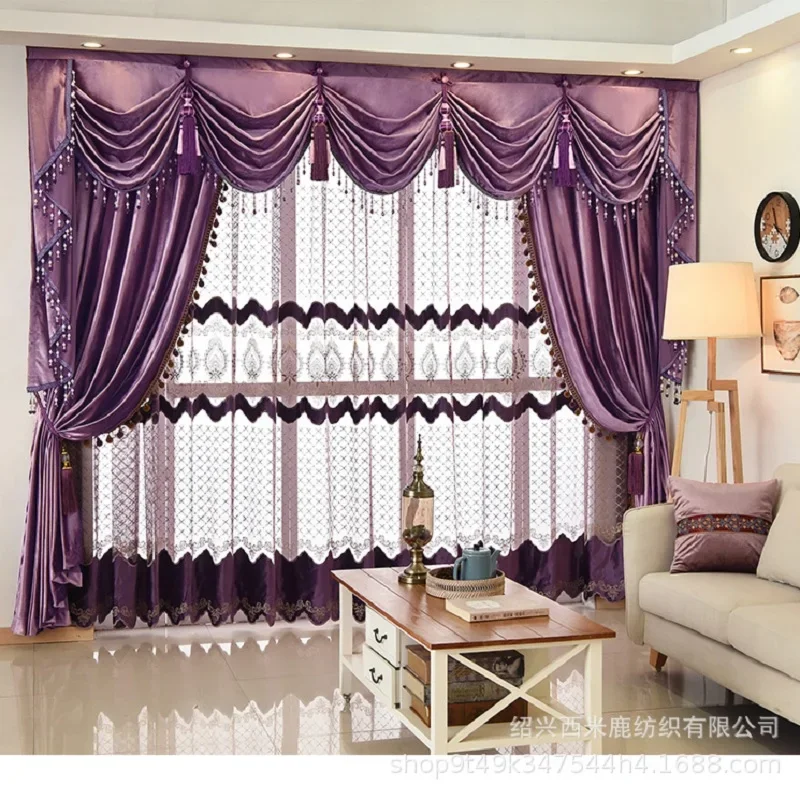 European Italian Velvet Curtains for Bedroom, Living Room, Solid Color Valance, Rideau Occultant, Home Interior