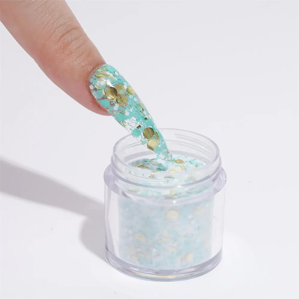 HNDO 6 cores pigmento de imersão em pó acrílico lantejoulas misturadas design de glitter para arte em unhas para decoração de extensão de manicure profissional