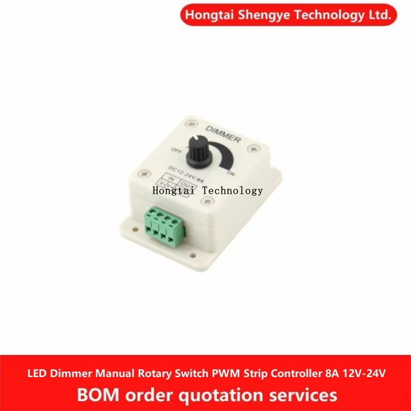 LED Dimmer Manual Adjustment Potentiometer Knob Switch PWM Monochrome Strip Light Controller Single 8A 12V-24V