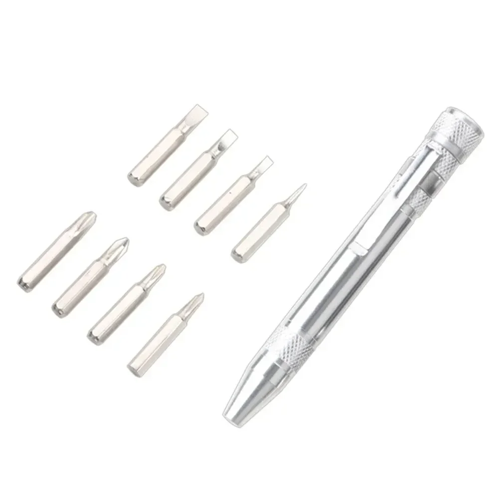 Juego de destornilladores de bolsillo magnéticos portátiles 8 en 1, herramientas manuales de reparación en forma de bolígrafo, acero de aleación de cromo vanadio de 4,21x0,59 pulgadas, 1 Juego