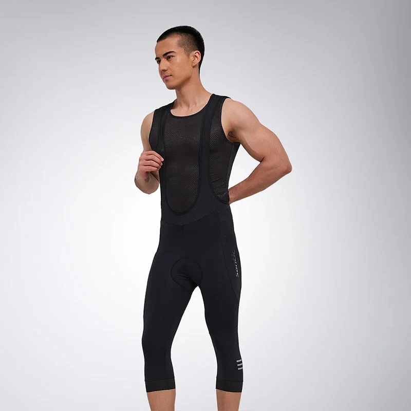 Santic Men's 3/4 Short Pants Summer Breathable Sponge Cushion Padded Bicycle Pants Outdoor Quick Dry MTB/Road Bike Cycling Short