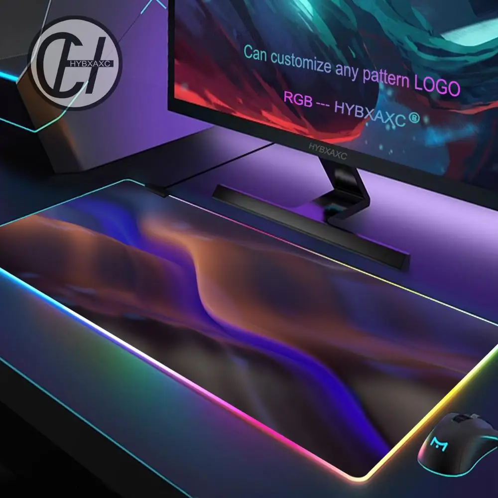 Strata Liquid Art Large RGB Mouse Pad Gaming Mousepad LED Mouse Mat Gamer Table Pads PC Desk Mat RGB Keyboard Mat XXL 90x40cm