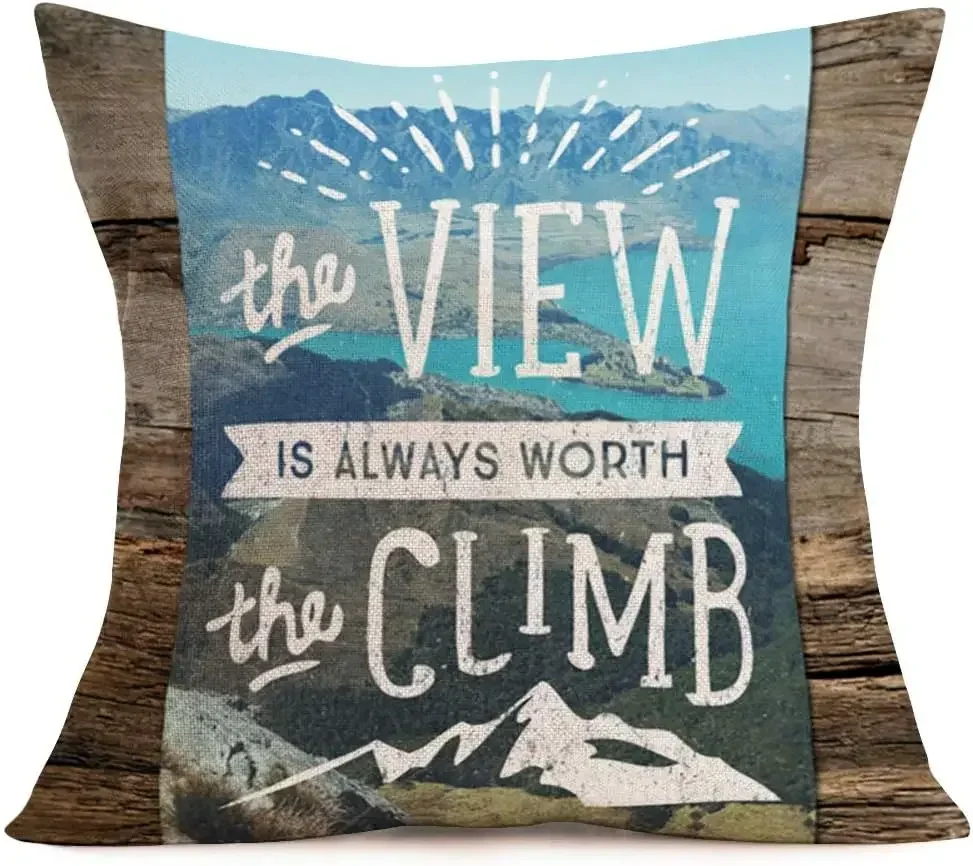 Throw Pillowcase Retro Adventure Travel Inspirational Mountain Decoration Cushion Cover Outdoor Sofa Decorative Pillowcase