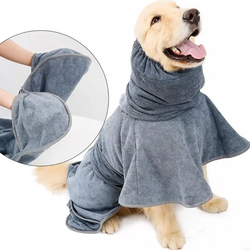 Durable Pet Bathrobe for Medium to Large Dogs Soft Towel Ensures Fast Drying and Easy Wear Y5GB