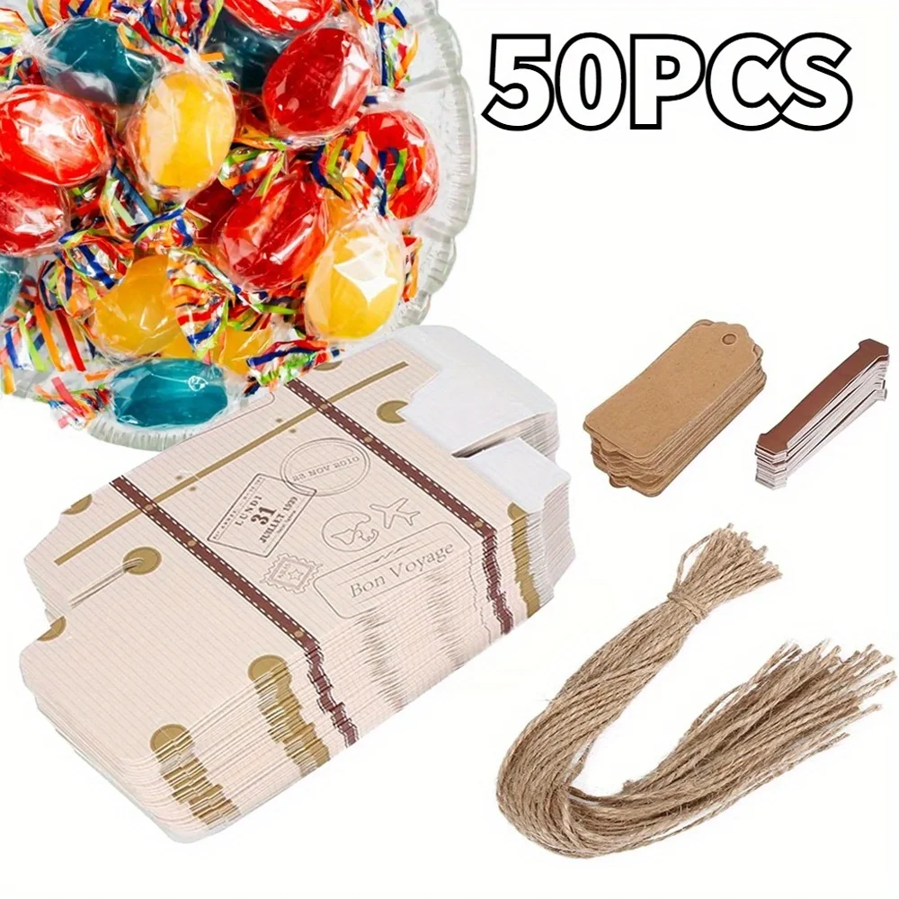 Maleta creativa de 50 piezas para dulces, cajas de cartón para embalaje de tarjetas, recuerdos de fiesta de cumpleaños y boda, bolsa de regalo