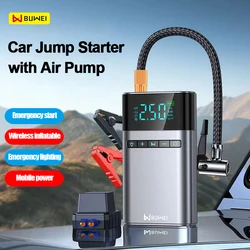 BUWEI Upgraded Car Jump Starter Air Pump Power Bank Lighting Portable Air Compressor Cars Battery Starters Auto Tyre Inflator