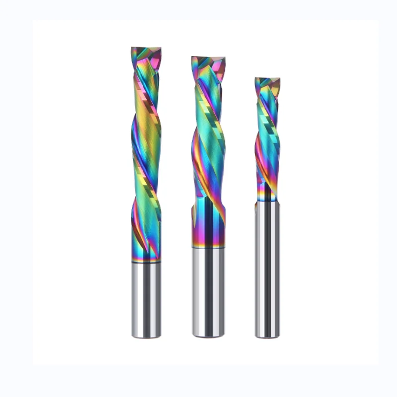 2 Flute Compression Cutter 3.175 with Blue Nano Coating Solid Router Bit for Woodworking up and Down End MIll 408011401