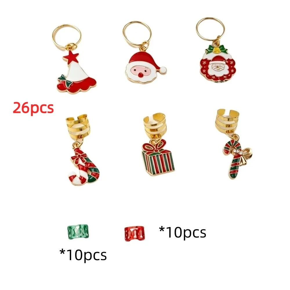 6/10/26/46pcs Metal Cuff Clips Party Mixed Hair Rings Set Hair Braiding Pumpkin Halloween Braid Hair Clips Charm Santa Claus