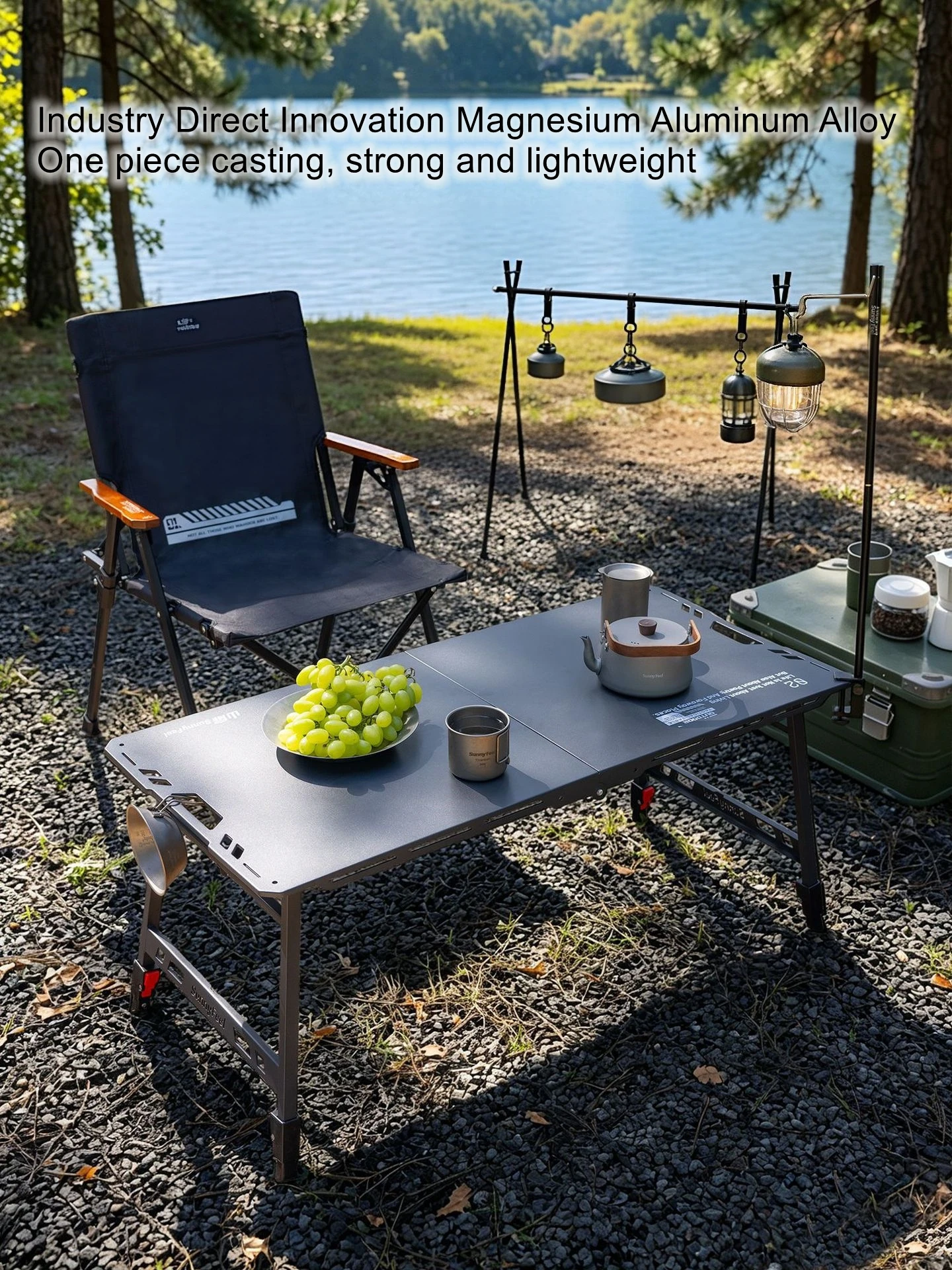 L2 Magnesium-Aluminum Alloy IGT Adjustable-Height Tactical Table—Camping and Outdoor Hydraulic Folding Table