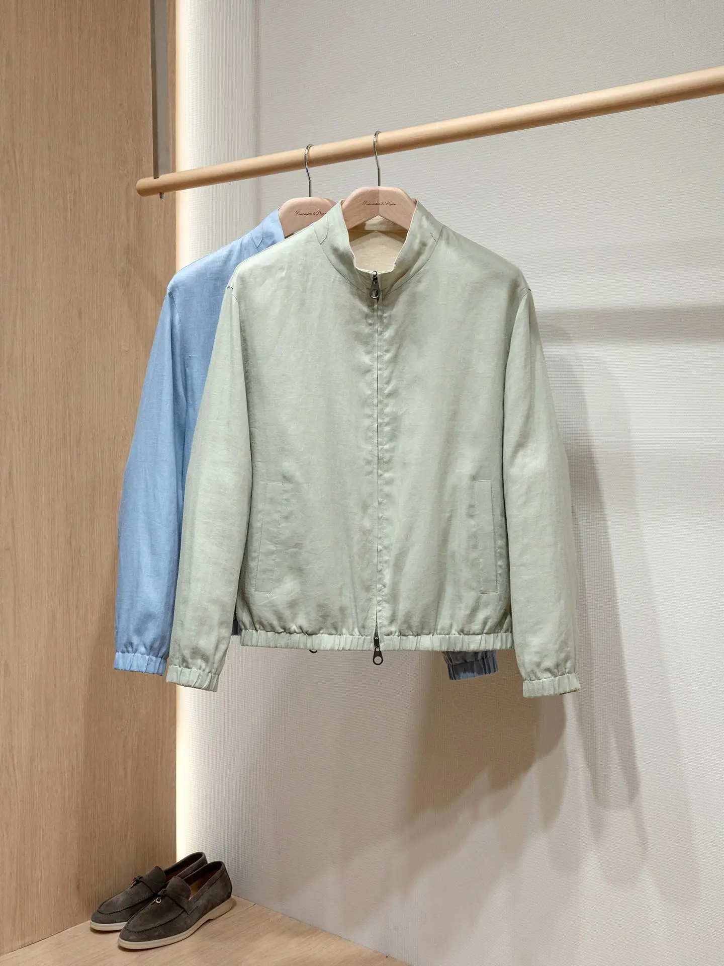 100% Linen Stand Up Collar Double-Sided Jacket Simple and Versatile Men's Jacket