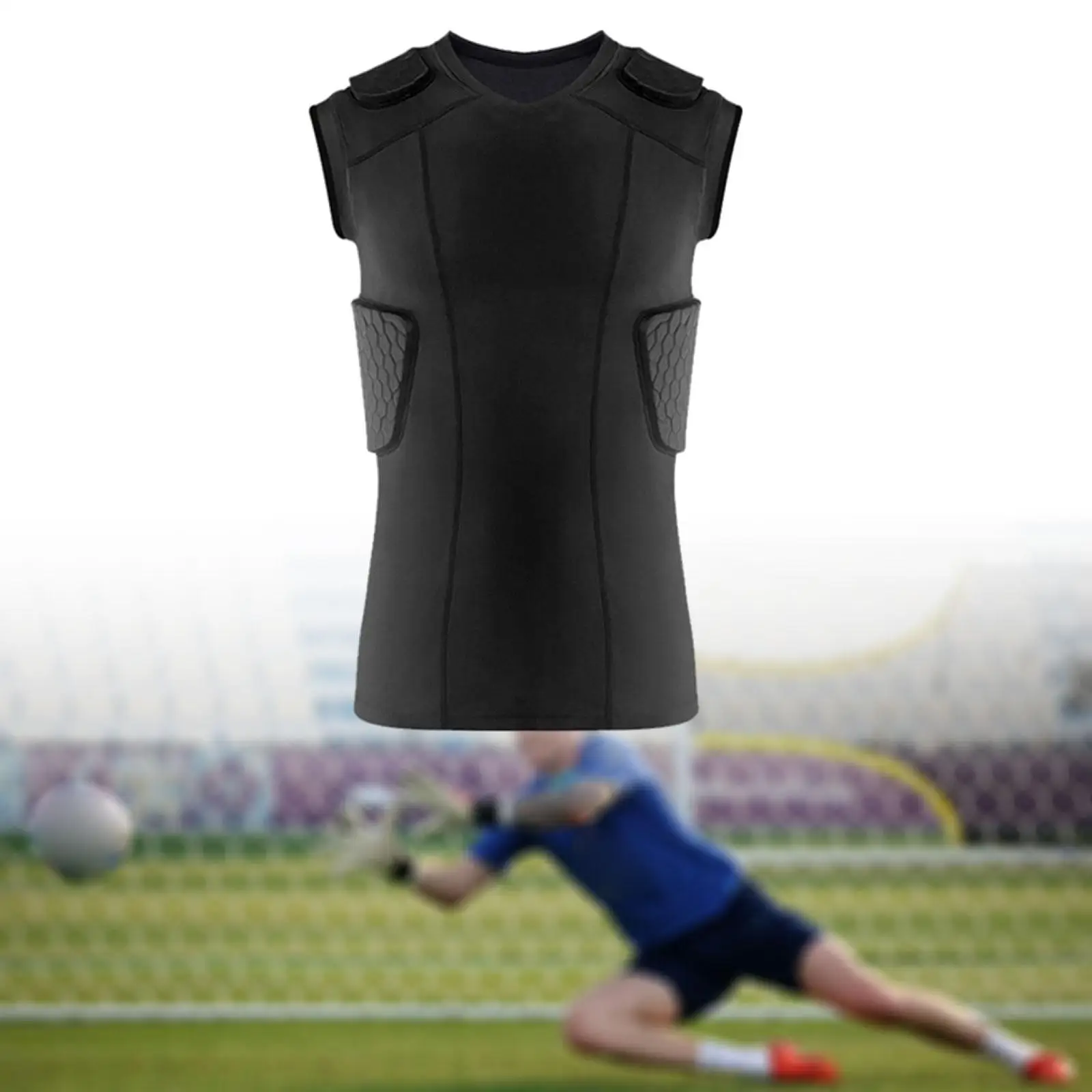 Heren gewatteerde borstribbeschermer vest sport shock trainingstop voor voetbaltraining