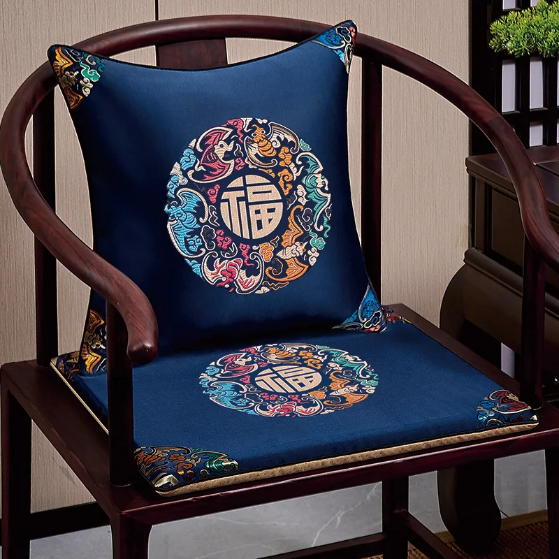 New Chinese-style Chair Cushion Set with Breathable Foam Redwood Stool Pad Cushion Pad Thickened Tea Chair Pad Pillow Cover