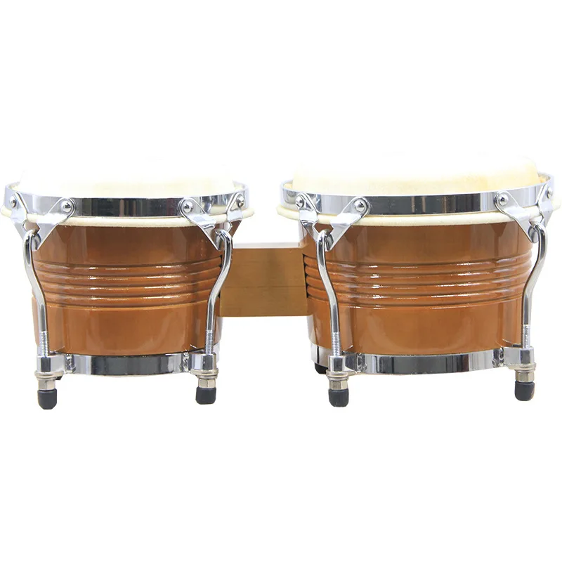 

Hooqu Bongo Drums Solid Wood Tambourine Bongo Drums Percussion Instruments Orff 6.5+7.5 Inch
