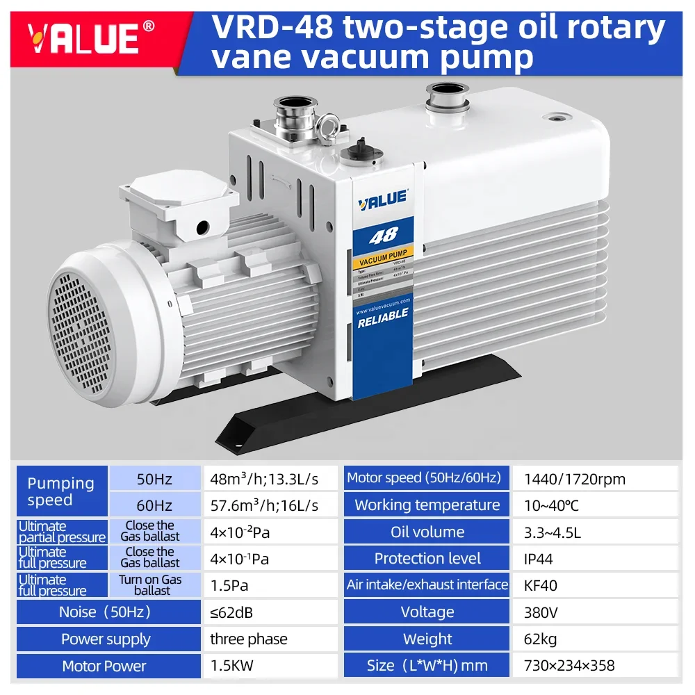 48m3/h 220V/380V Two Stage Sliding Rotary Vane Vacuum Pump Corrosion Resistant