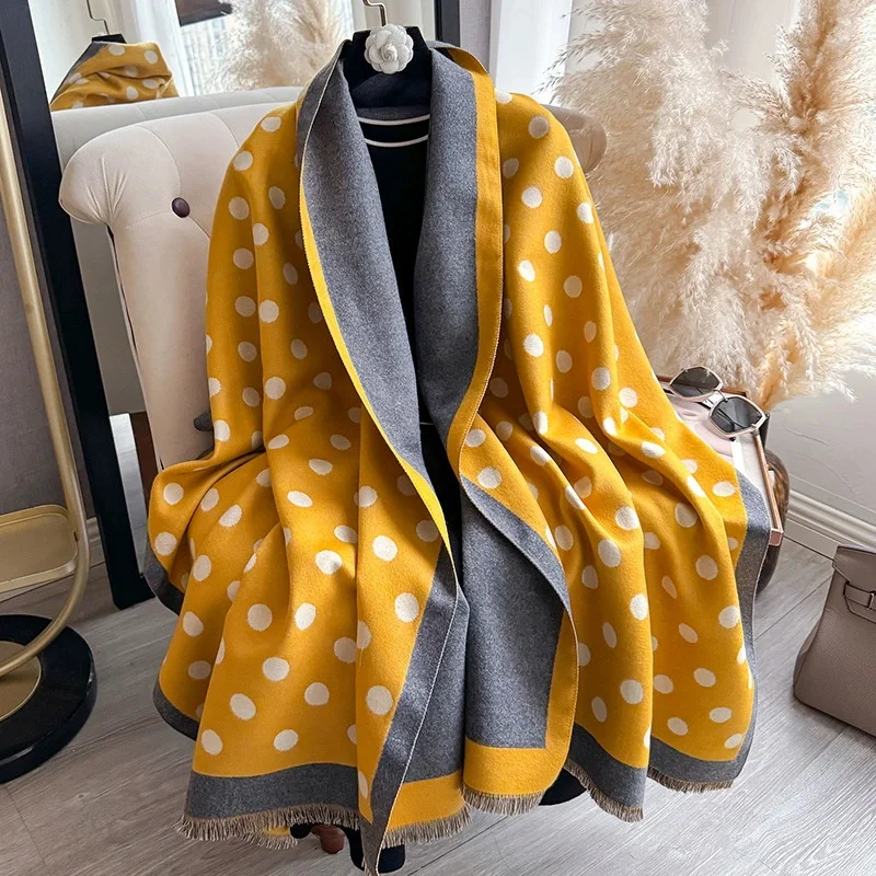 Unisex Winter Faux Cashmere Scarf - Warm & Trendy Houndstooth Design with Two-Way Wear, Ultra Soft & Practical for Cold Days