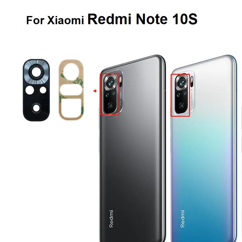 Marco de lente trasero de cristal para cámara trasera de Xiaomi Redmi Note 10, 10S, con pegamento adhesivo, 4G, 5G, 10T, nuevo