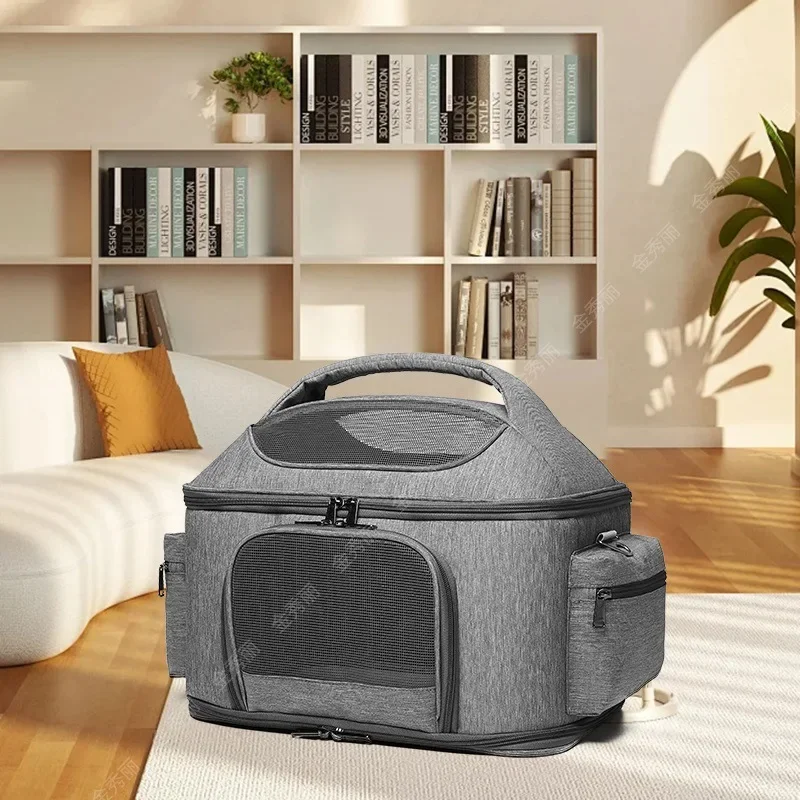 

Сумка для кошек, портативная переноска для домашних животных большой вместимости с воздухопроницаемостью и множеством функций, складная сумка через плечо через плечо