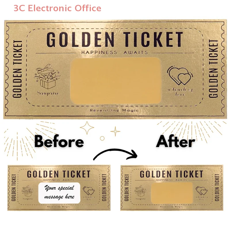 High-End Golden Raffle Ticket Surprise Gift Scratch Off Reveal Card for Christmas
