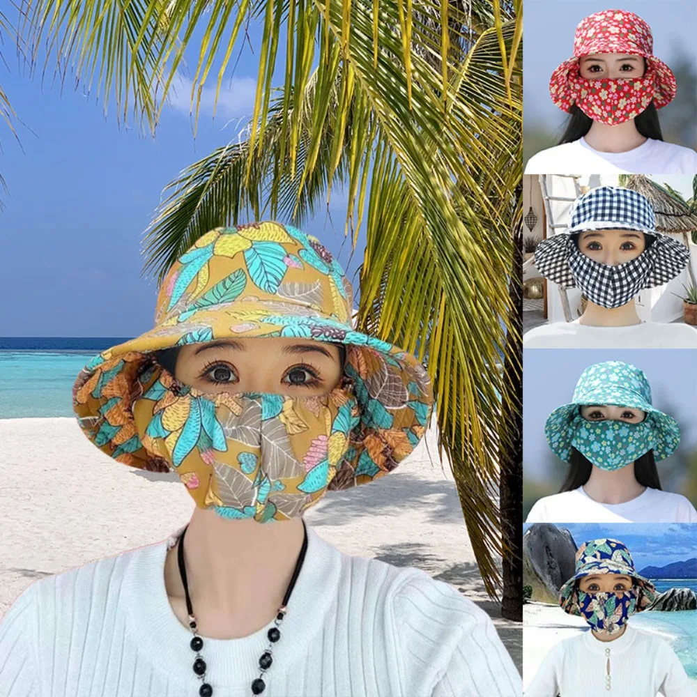 Hot Sale Wide Brim Tea Picking Cap Anti-uv Protect Neck Mask Shawl Agricultural Work Hat Four Seasons