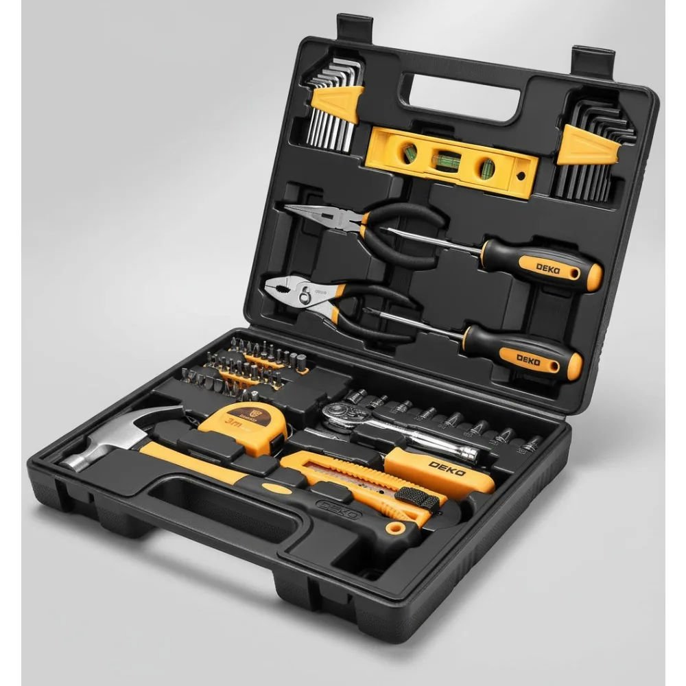 

Набор бытовых инструментов из 65 предметов с футляром для хранения — профессиональные ручные инструменты «сделай сам» для домашнего ремонта и обслуживания