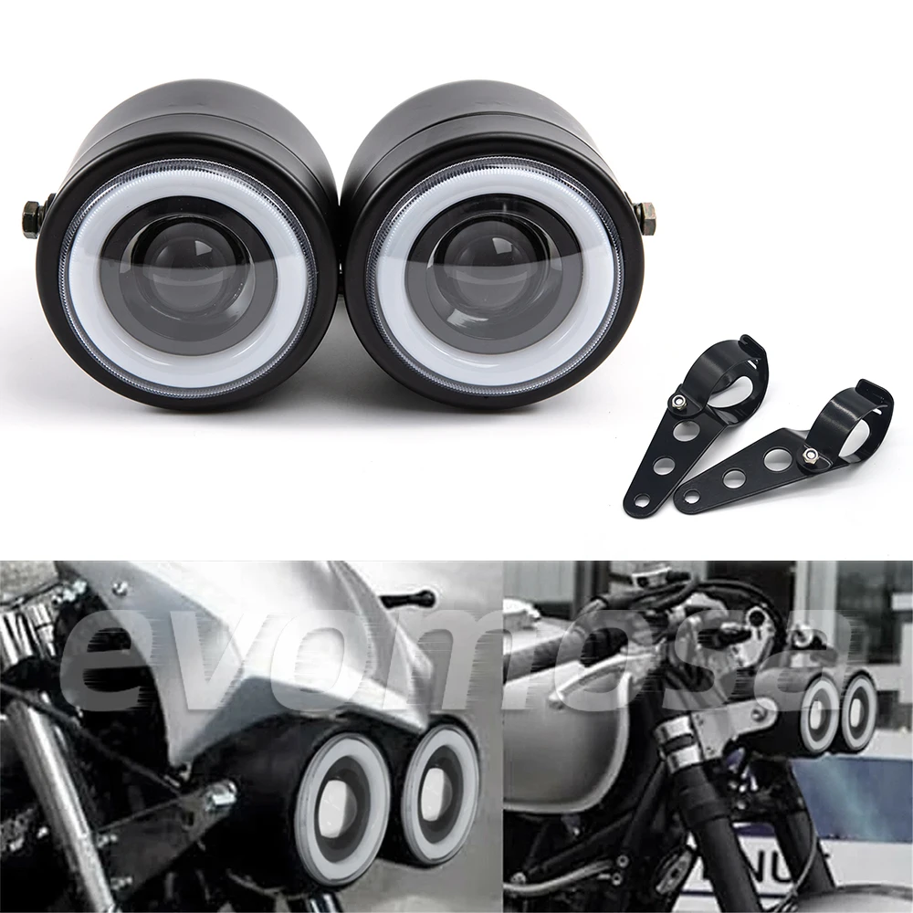 Twin Headlight Motorcycle Dual Lamp Daytime Running Lights For Harley Softail FLSTF FLSTC For Suzuki Kawasaki Honda Chopper