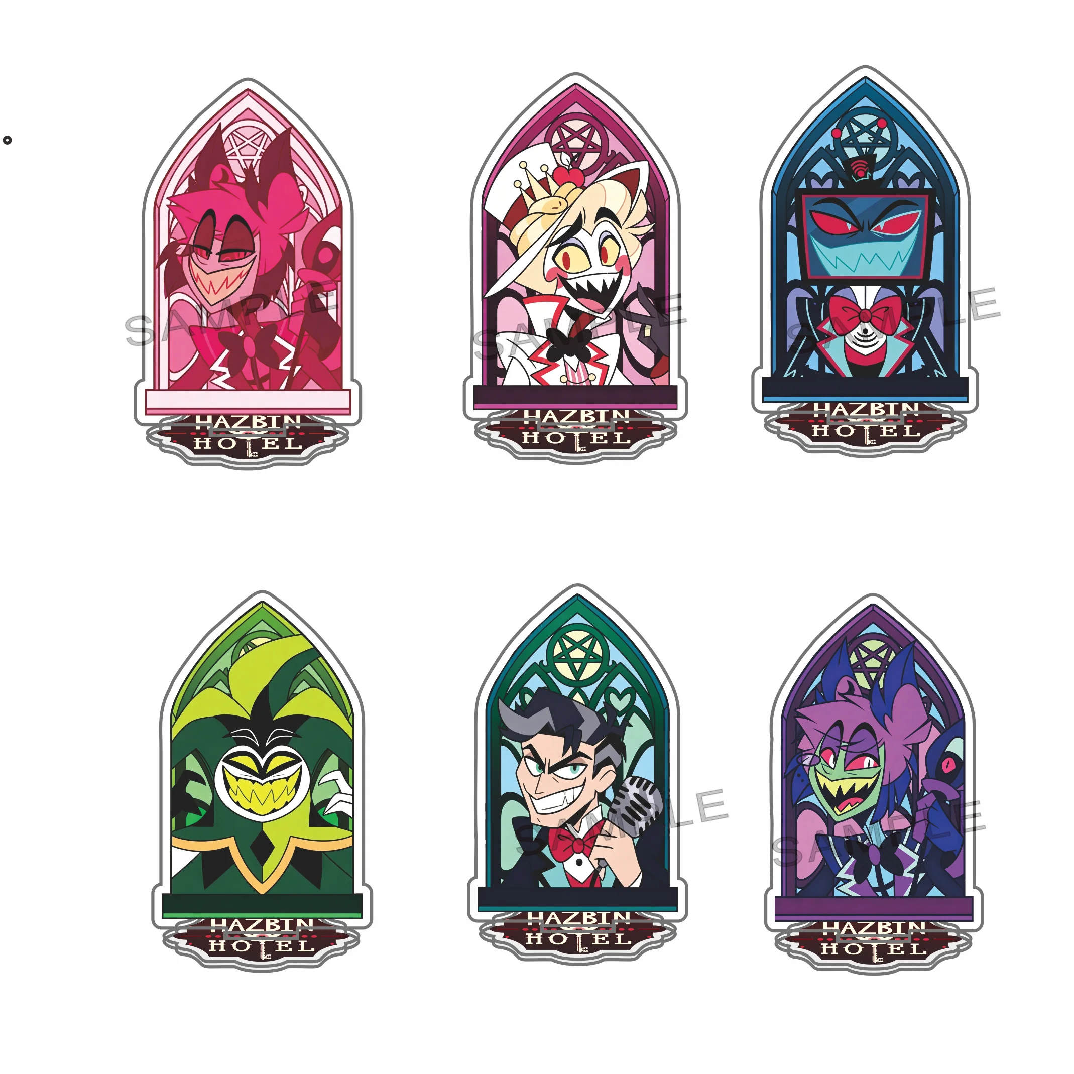 Anime Hazbin Hotel Alastor Charlie Morningstar Vaggie Angel Dust Husk Niffty Figure Acrylic Stand Keychain Ornaments Fans Gifts
