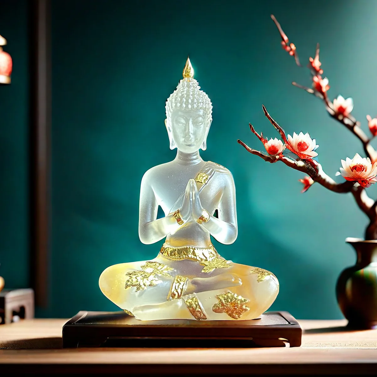 Hot Selling Thai Indian Buddha Resin Statue Water Glass Crystal Meditation Home Decor view 2