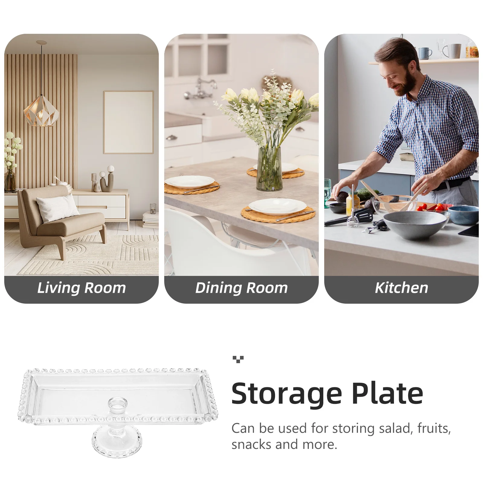 

1Pcs Fruits Serving Tray Exquisite Glass Snack Plate Multipurpose Decorative Fruit Container for Home Kitchen Restaurant Use