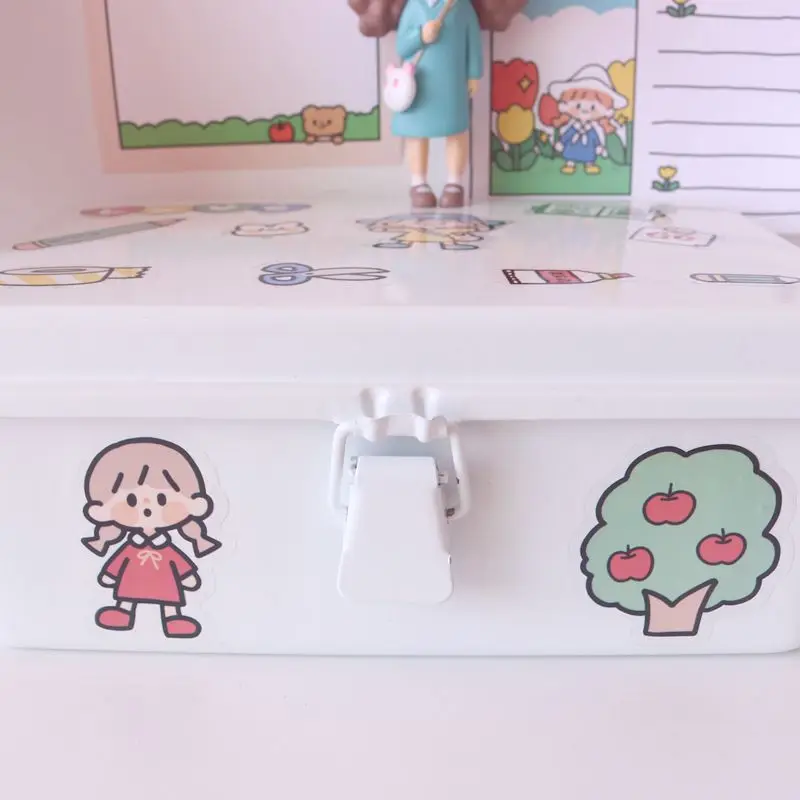 MINKYS New Kawaii Multifunctional Metal Desk Organizer Stickers Tapes Storage Collect Box School Stationery