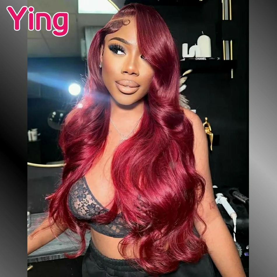 

Ying 12A Burgundy Red Colored Body Wave 13x4 Lace Frontal Human Hair Wig PrePlucked With Baby Hair 4x4 Closure Human Hair Wig