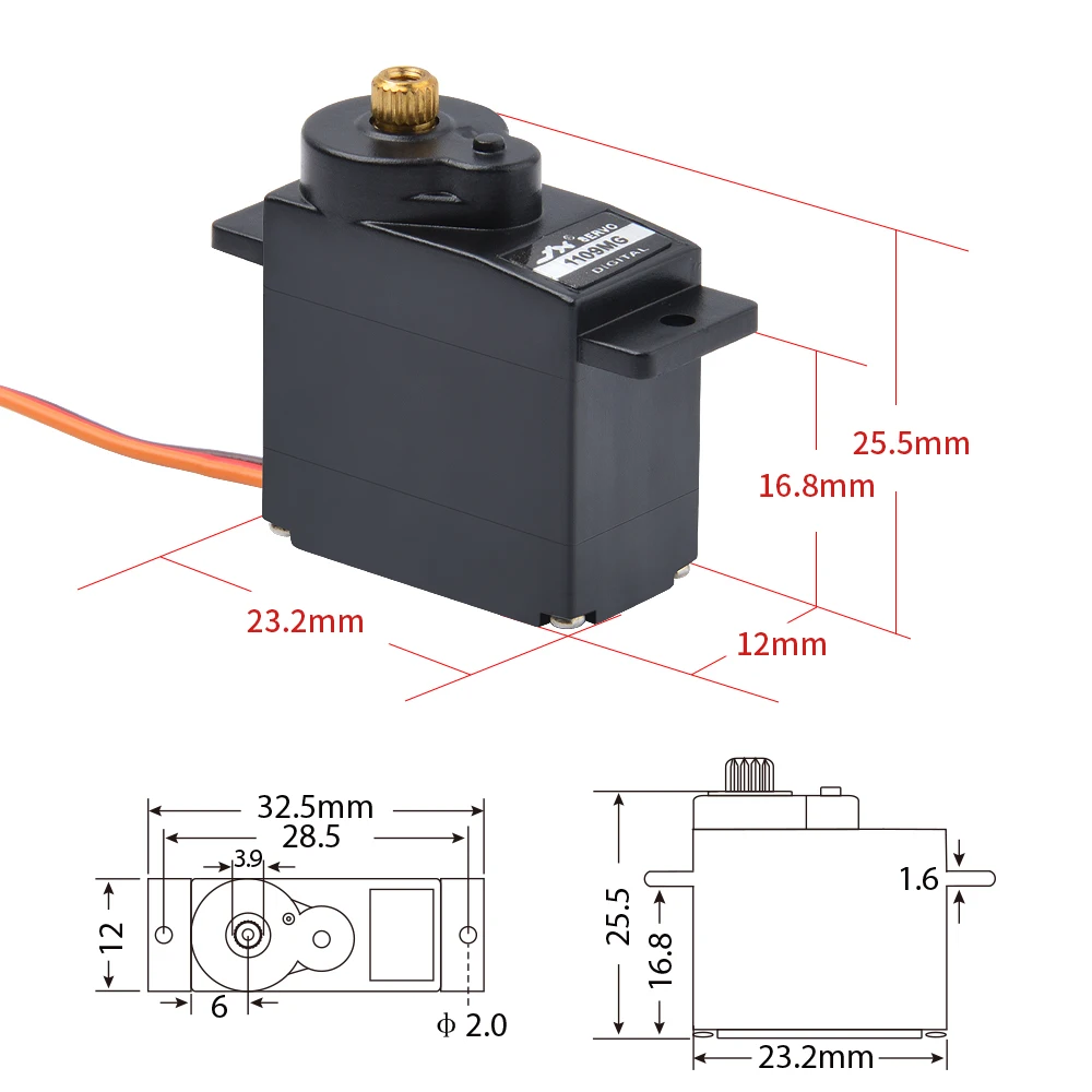 4PCS JX Servo PDI-1109MG 9g 2.5kg Metal Gear Digital Mini Servo for Fixed-wing 1/18 RC Car Boat Robot Arm Helicopter