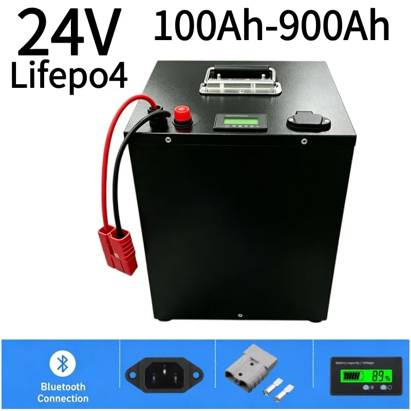 24V LiFePO4 Battery 100Ah-950Ah Built-in BMS Deep Cycle Rechargeable Lithium Iron Phosphate Battery Long Cycle Life For 2000W