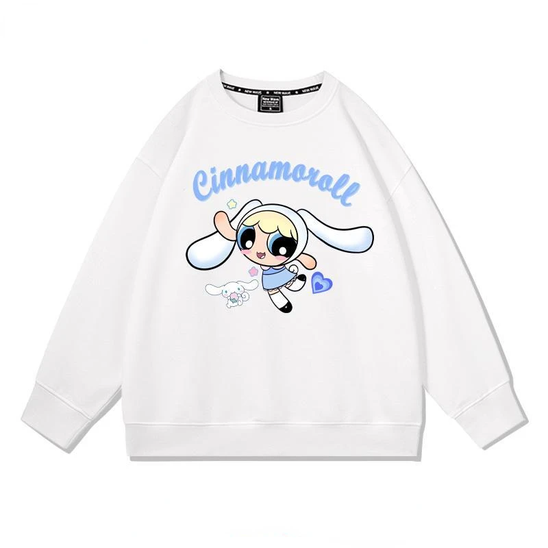 The Powerpuff Girls Kawaii anime peripheral Blossom Bubbles Buttercup casual tops cute girls autumn and winter sweatshirt gifts