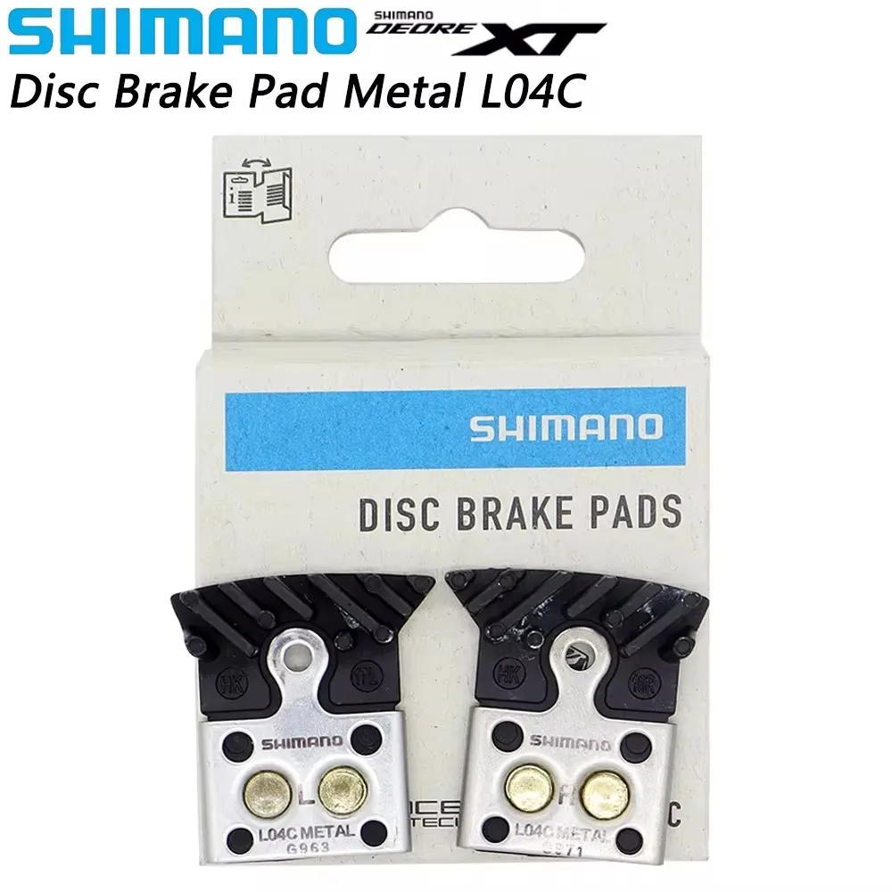 SHIMANO L04C Disc Brake Pads Metal with Fin for MTB Road Bike Compatible Deore XT SLX M8100 M7100 R8050 R7100 Bicycle Parts