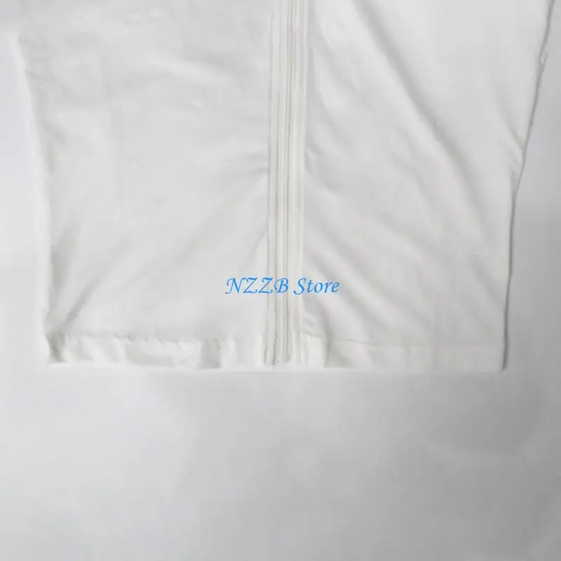 

T21F Zip Up V Neck Fit Crop Top Mock Neck Long Sleeve Cardigan High Waist Navel White Basic T-Shirt for Women Streetwear