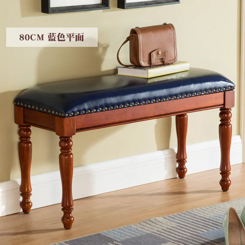 American-style Dining Stools Wood Entrance Living Room Dining Stools Eather Covering Surface Entering Home Furniture Banken ZYCD
