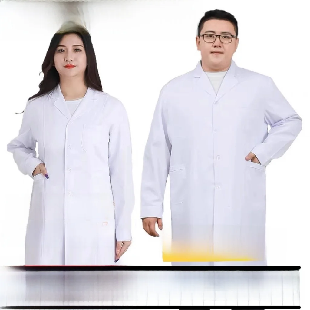 

plus Size Long Sleeve White Lab Coat Men's Work Uniform Short Sleeve Summer Clothes Extra Large Size 200 Pounds Medical Uniform