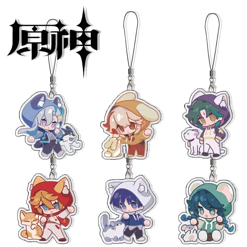 Genshin Impact Xiao Wanderer Venti Tartaglia Kaedehara Kazuha Neuvillette Mobile phone rope Pendant Gift Backpack Decoratio Gift