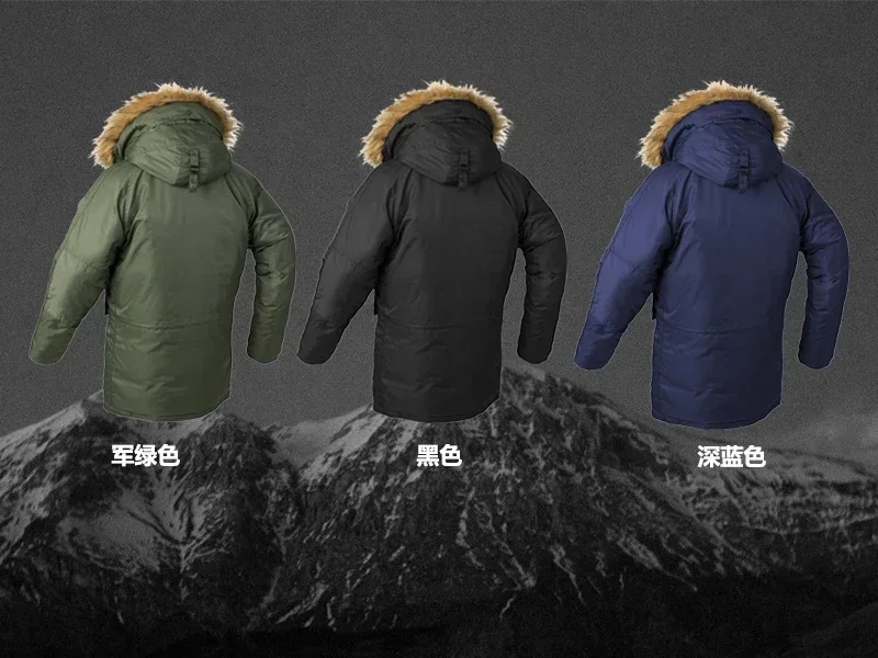 Large Size Military Plus Size Fur Hood Long Waterproof Windproof New Winter Parka Thick Men Outwear Jacket Coat USA SIZE Parkas