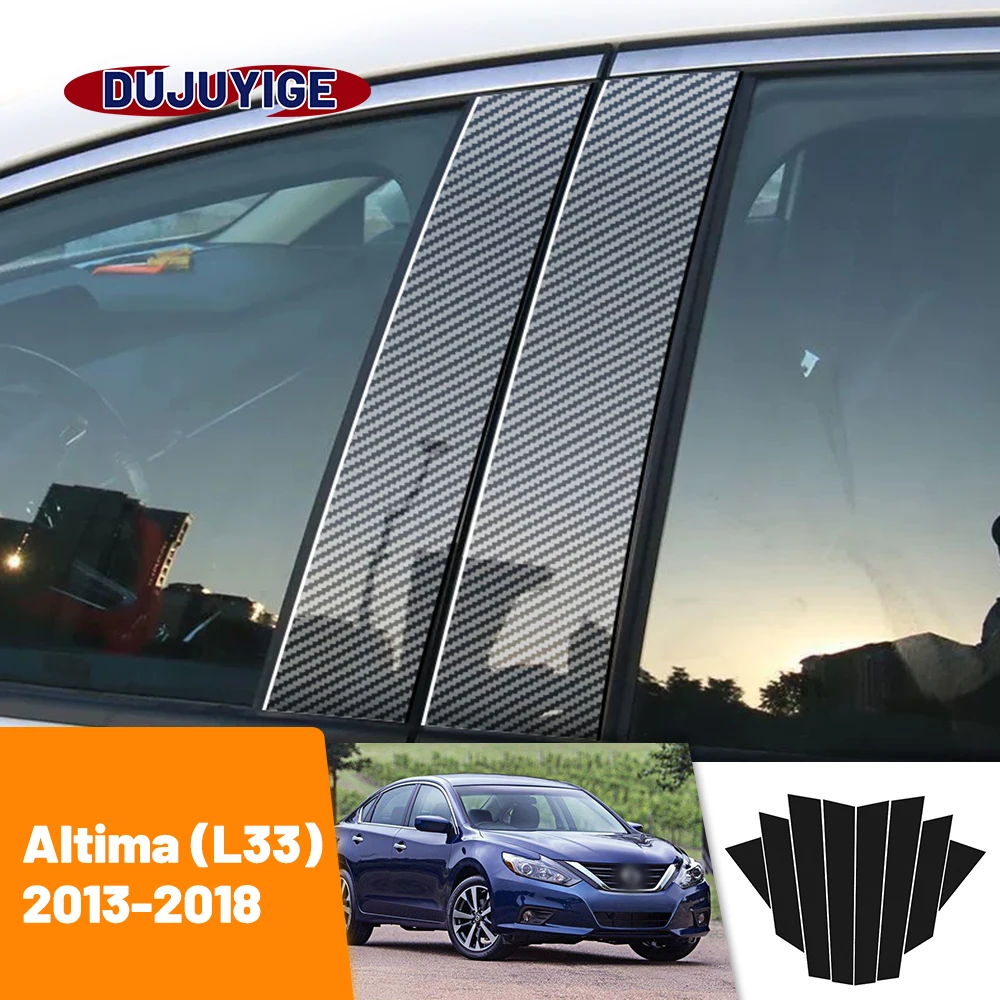 For Nissan Altima L33 2013-2018 2014 2015 2016 2017 Carbon Fiber Window Door Column Deal B C Pillar Post Cover Trim Sticker