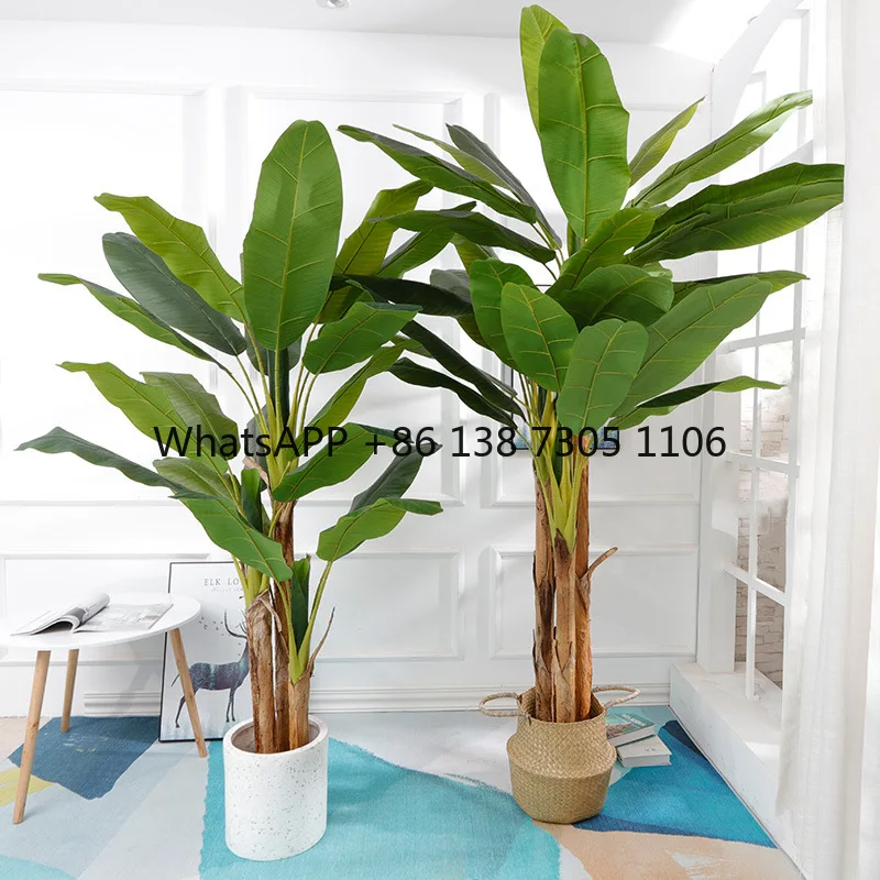 

Large artificial plant plantain green plant false leaf tree decorative courtyard large leaf plastic potted plant
