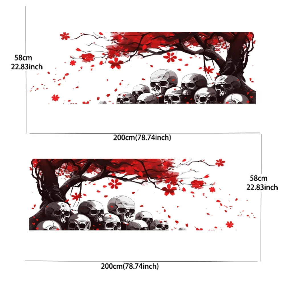 2Pcs Sakura Tree Skulls Group Car Sticker; Full Body Flower Decoration Covering Scratches; Waterproof Car St Car Vinyl Wraps